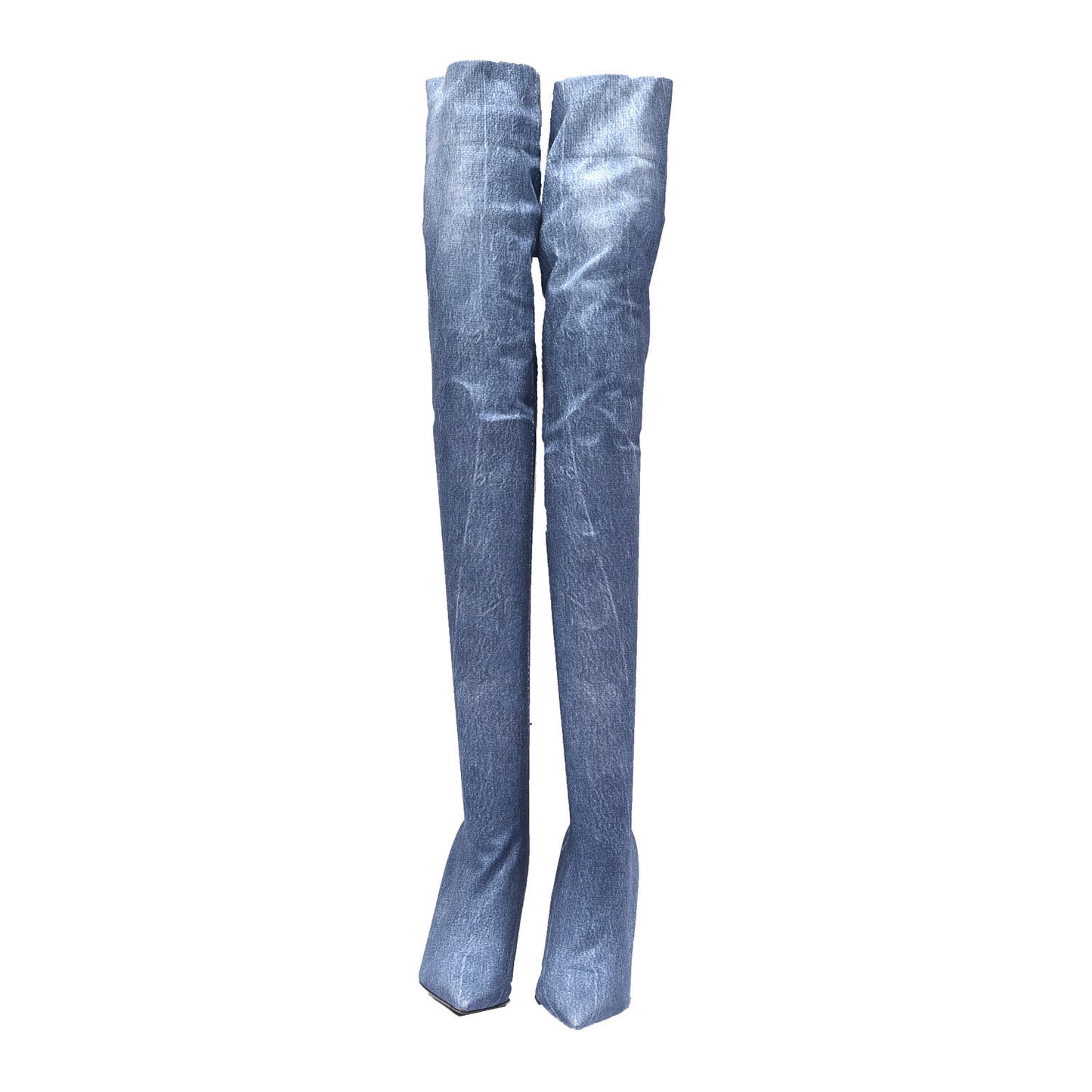 Denim Print Spandex Knife Over The Knee Boots 40