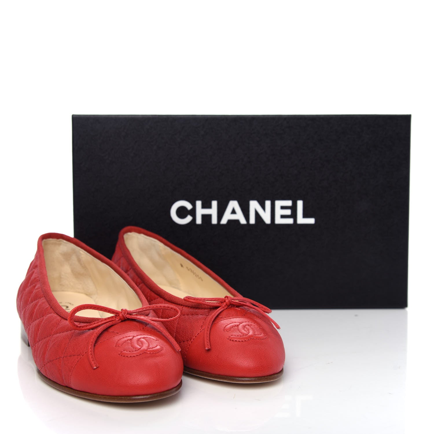 Chanel Aged Calfskin Quilted CC Cap Toe Ballerina Flats 36 Red 11 of 13