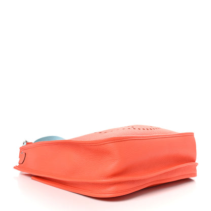 Hermes Taurillon Clemence Amazone Evelyne III PM Orange Poppy Bleu Saint Cyr 4 of 10
