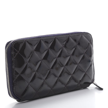 Chanel Patent Quilted Small Zip Around Wallet Dark Purple 3 of 13