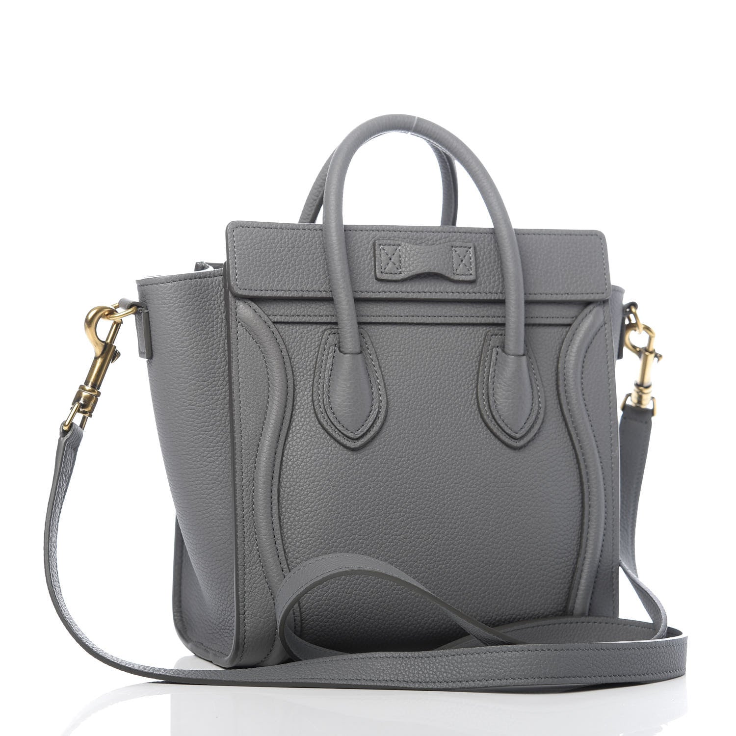 Celine Drummed Calfskin Nano Luggage Kohl 3 of 10