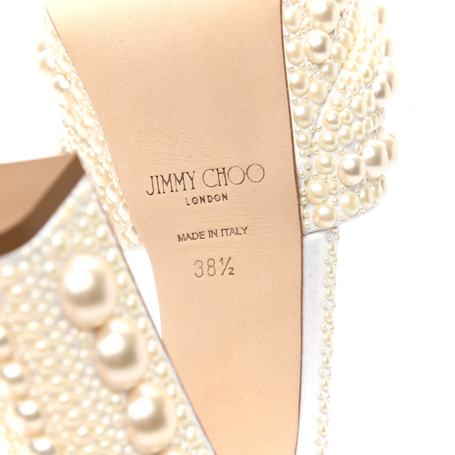 Jimmy Choo Pearl Satin Sacaria 120 Sandals 38.5 White 6 of 7