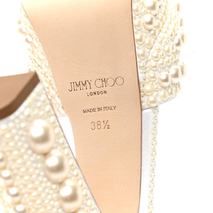 Jimmy Choo Pearl Satin Sacaria 120 Sandals 38.5 White 6 of 7