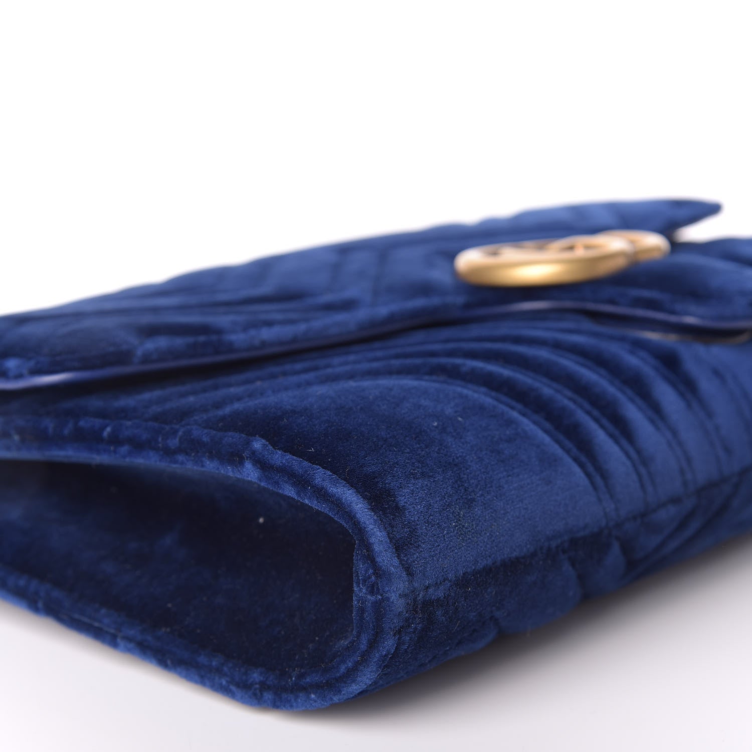 Gucci Velvet Matelasse GG Marmont Clutch Cobalt Blue 6 of 12