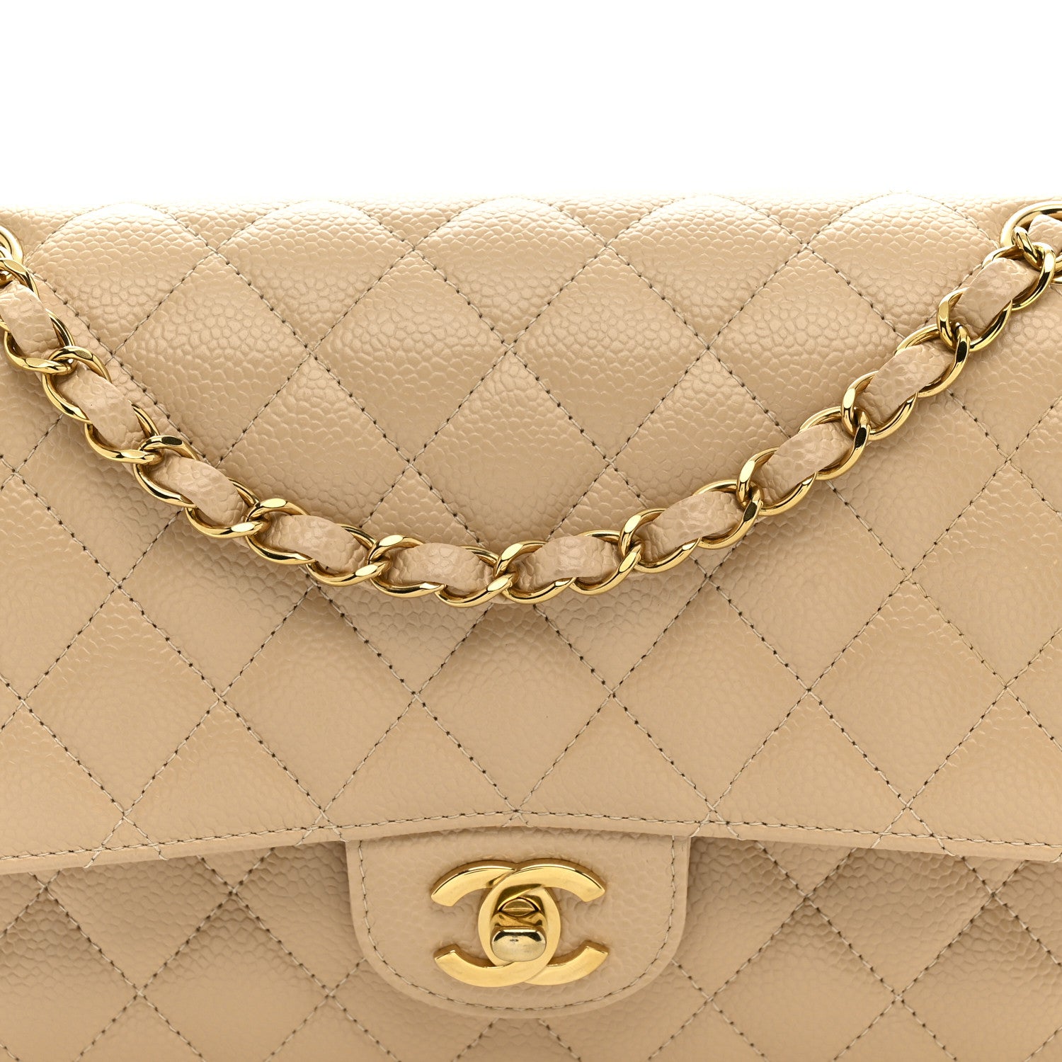 Chanel Caviar Quilted Medium Double Flap Beige 8 of 11