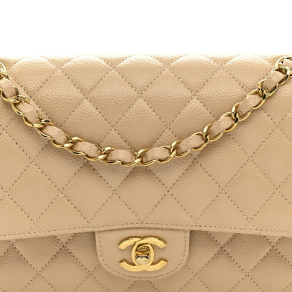 Chanel Caviar Quilted Medium Double Flap Beige 8 of 11