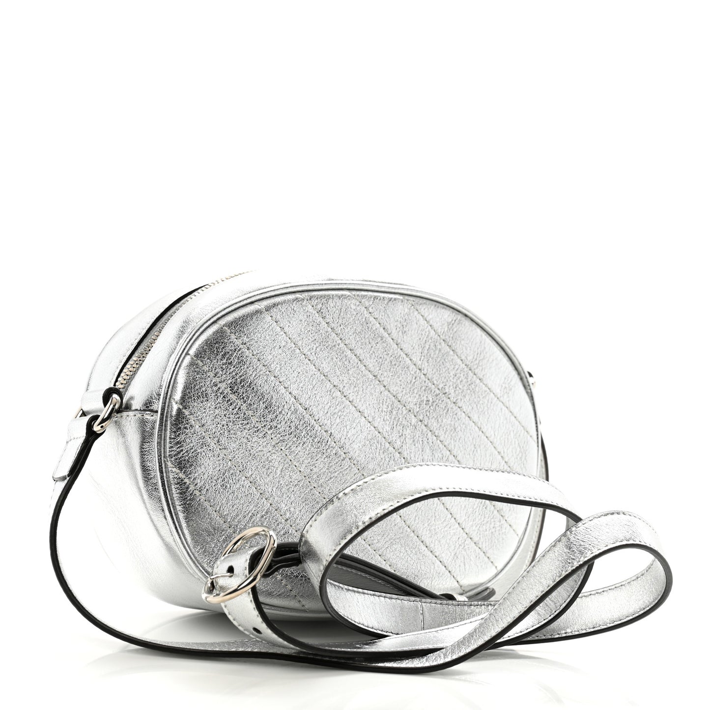 Metallic Sakai Be Green Calfskin Diagonal Stitched Mini Blondie Shoulder Bag Silver