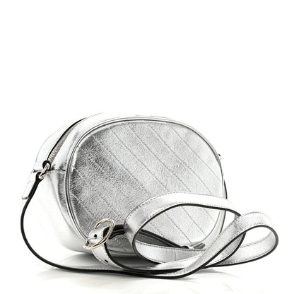 Gucci Metallic Sakai Be Green Calfskin Diagonal Stitched Mini Blondie Shoulder Bag Silver 3 of 10