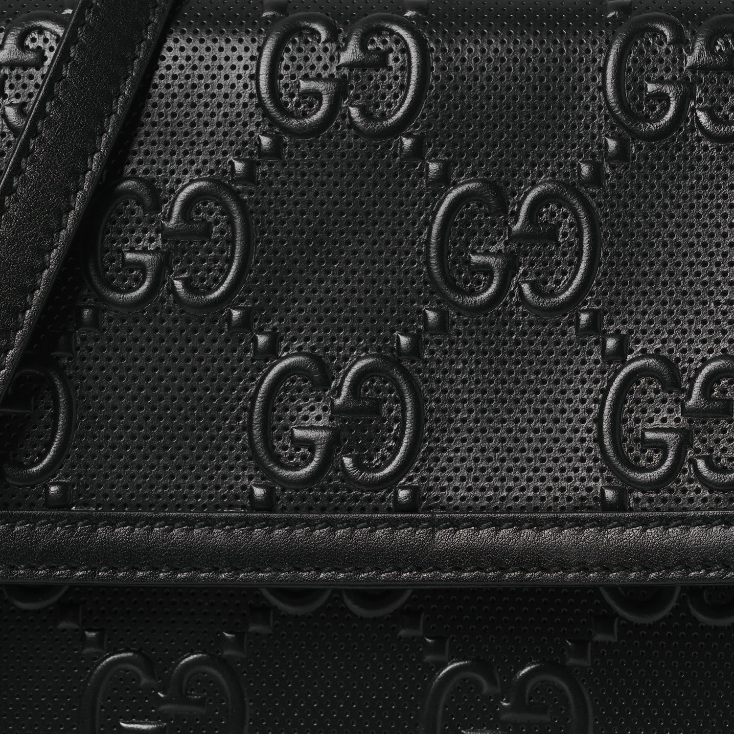 Gucci Calfskin GG Tennis Embossed Messenger Bag Black 15 of 21