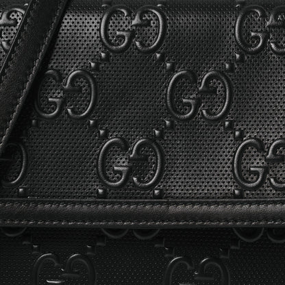 Gucci Calfskin GG Tennis Embossed Messenger Bag Black 15 of 21