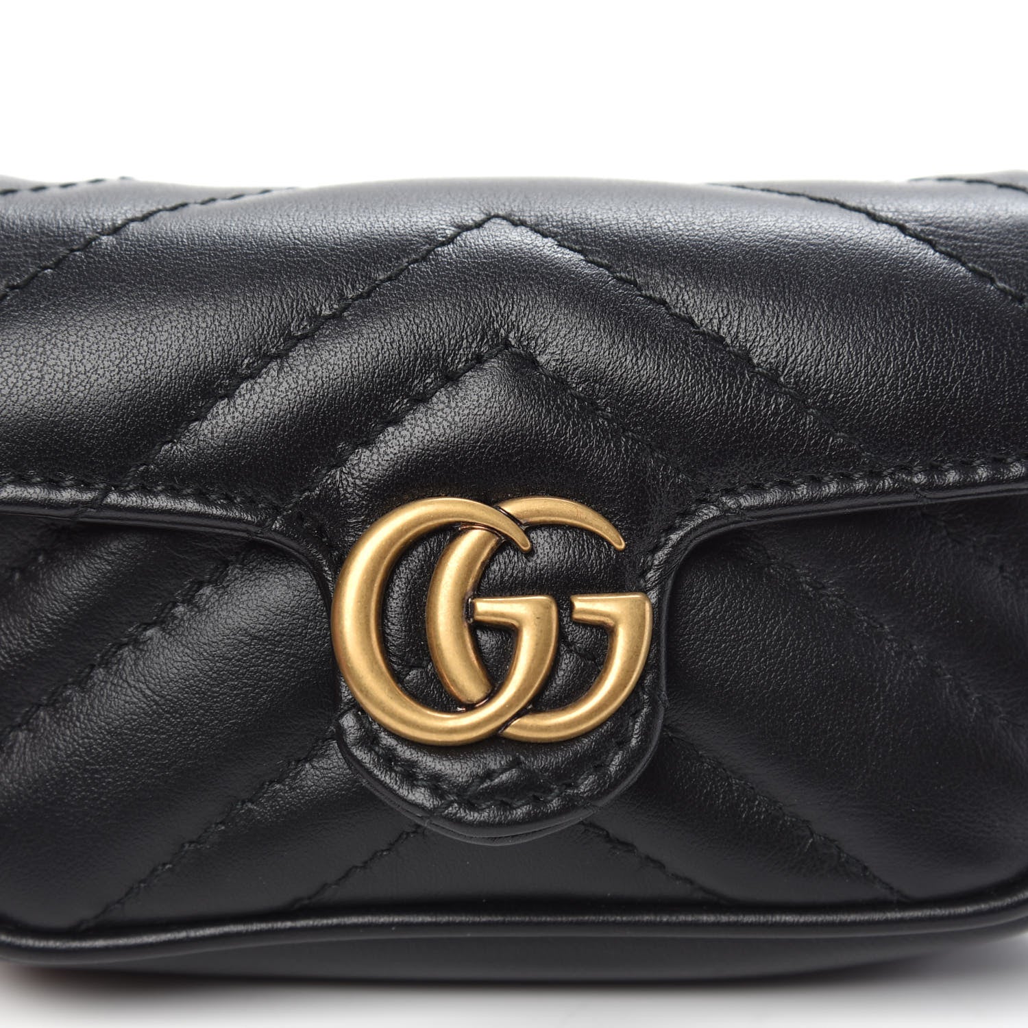 Gucci Calfskin Matelasse GG Marmont 2.0 Coin Purse On A Chain Black 7 of 9