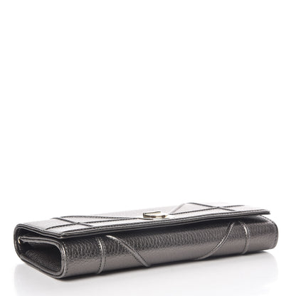 Christian Dior Metallic Grained Calfskin Diorama Croisiere Chain Wallet Gunmetal Grey 4 of 10