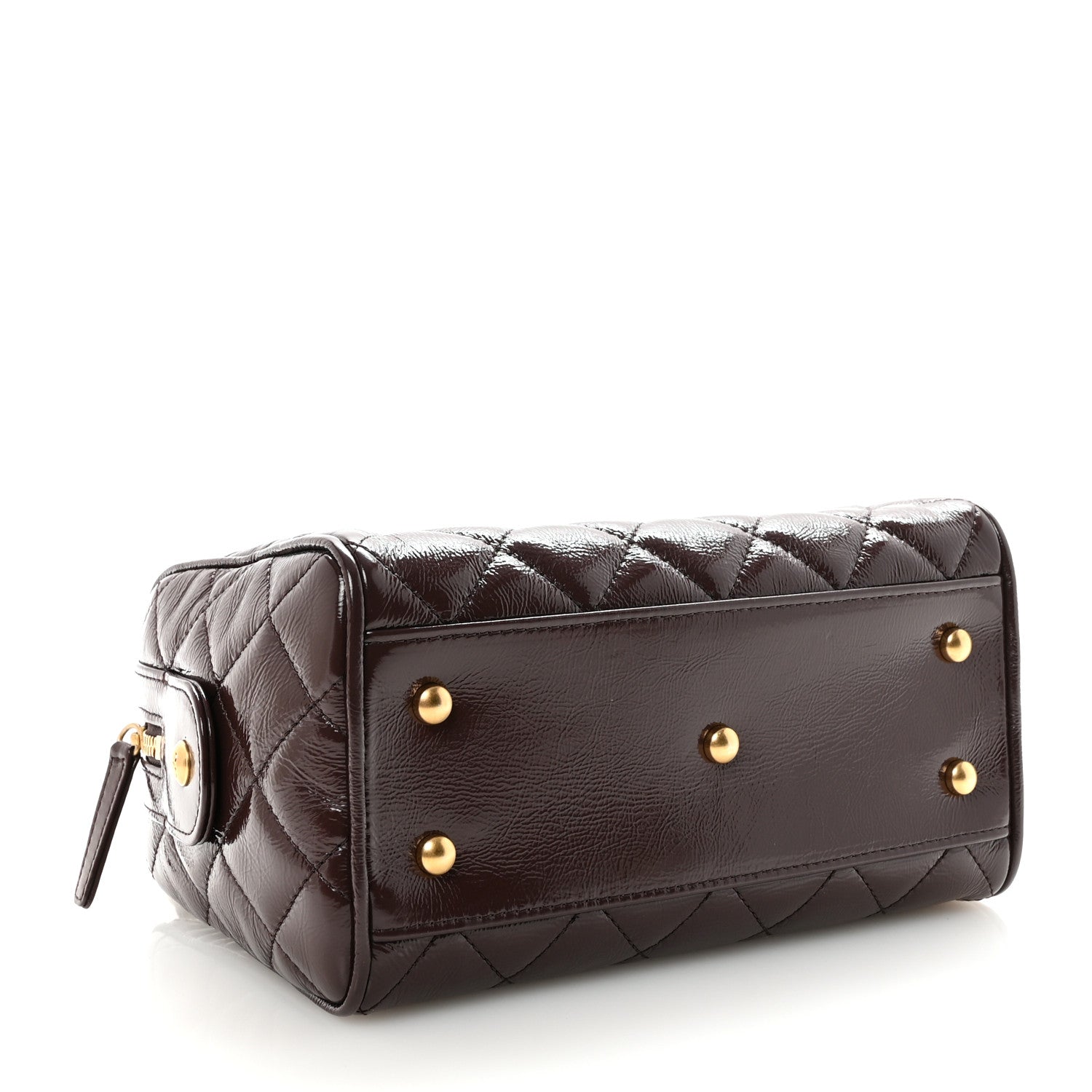 CHANEL ブラウン キルティング バッグ Chanel Lambskin Quilted Mini Wenge Wood Bowling Bag Burgundy