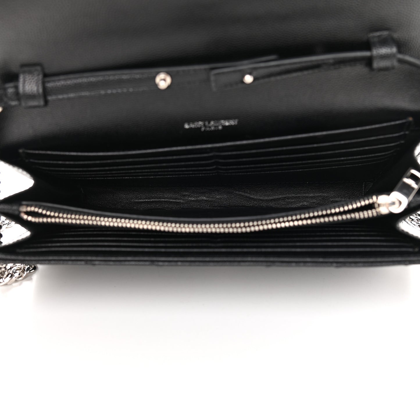 Grain De Poudre Matelasse Chevron Monogram Chain Wallet Black