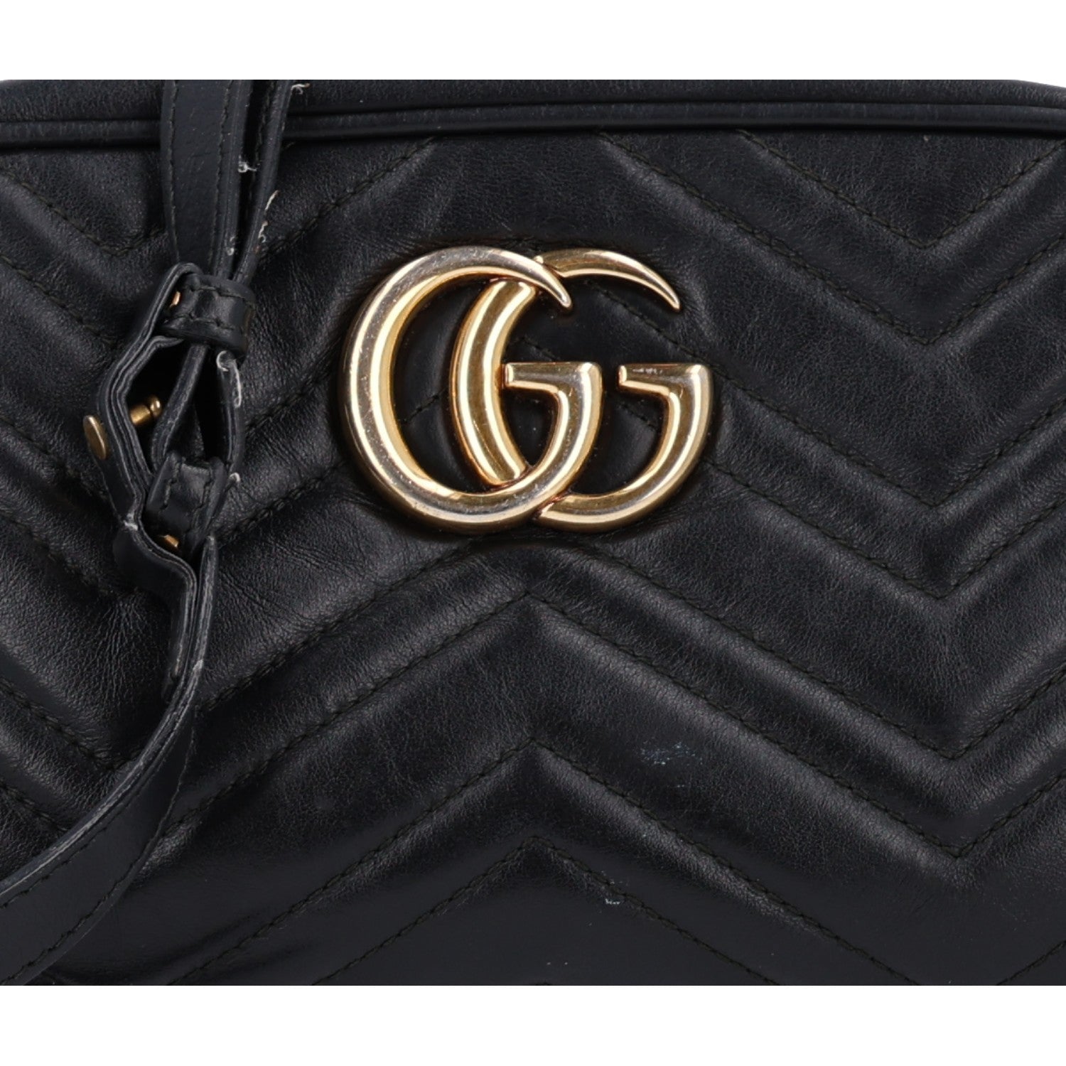 Gucci Calfskin Matelasse Small GG Marmont Chain Shoulder Bag Black 8 of 10