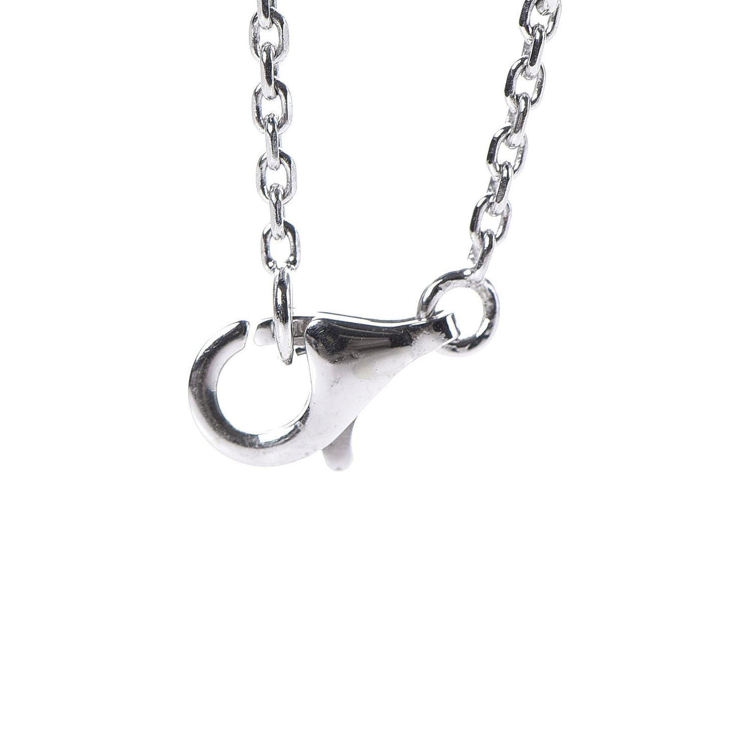 18K White Gold Diamond Large Fleurette Pendant Necklace