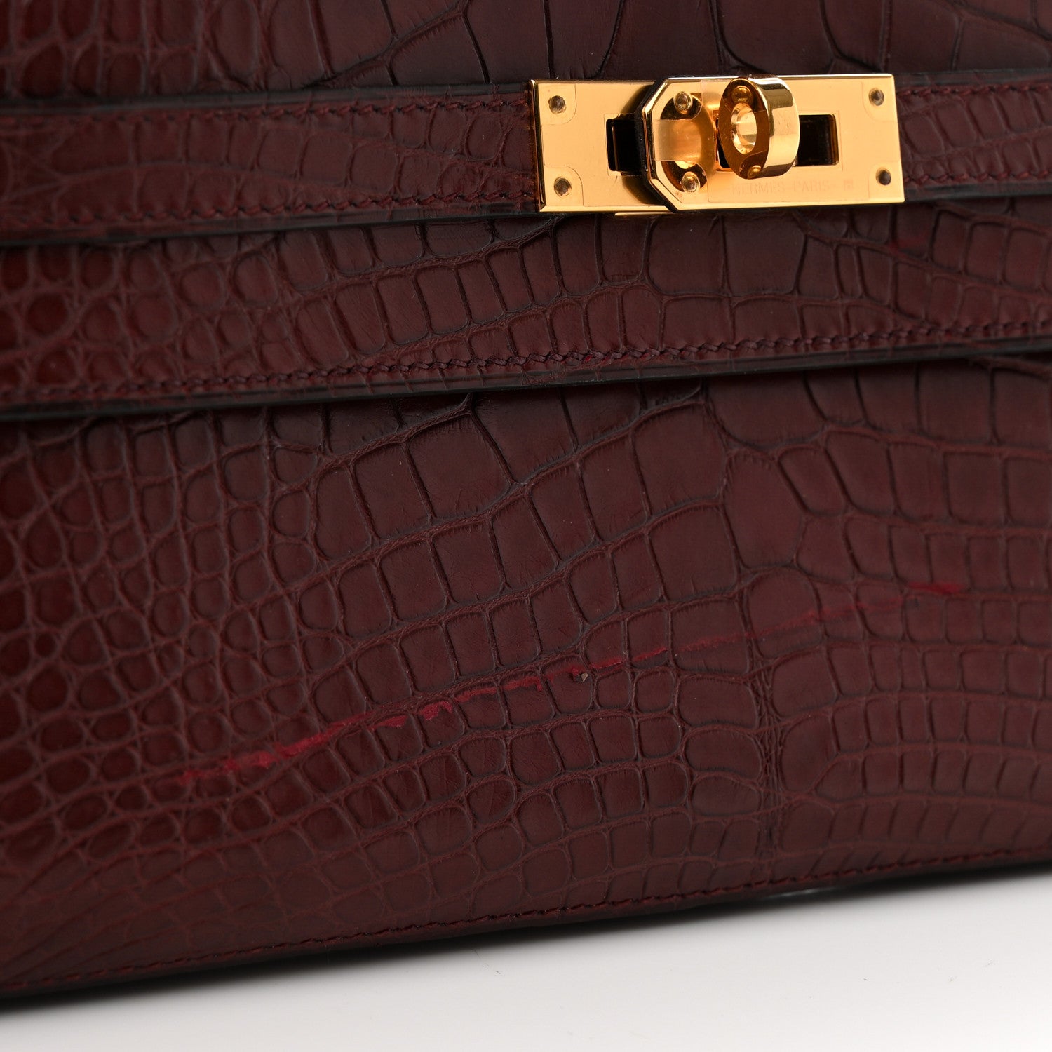 Hermes Matte Alligator Kelly Longue Wallet Bourgogne 8 of 8