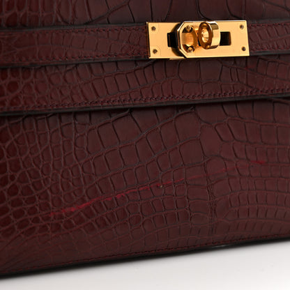 Hermes Matte Alligator Kelly Longue Wallet Bourgogne 8 of 8