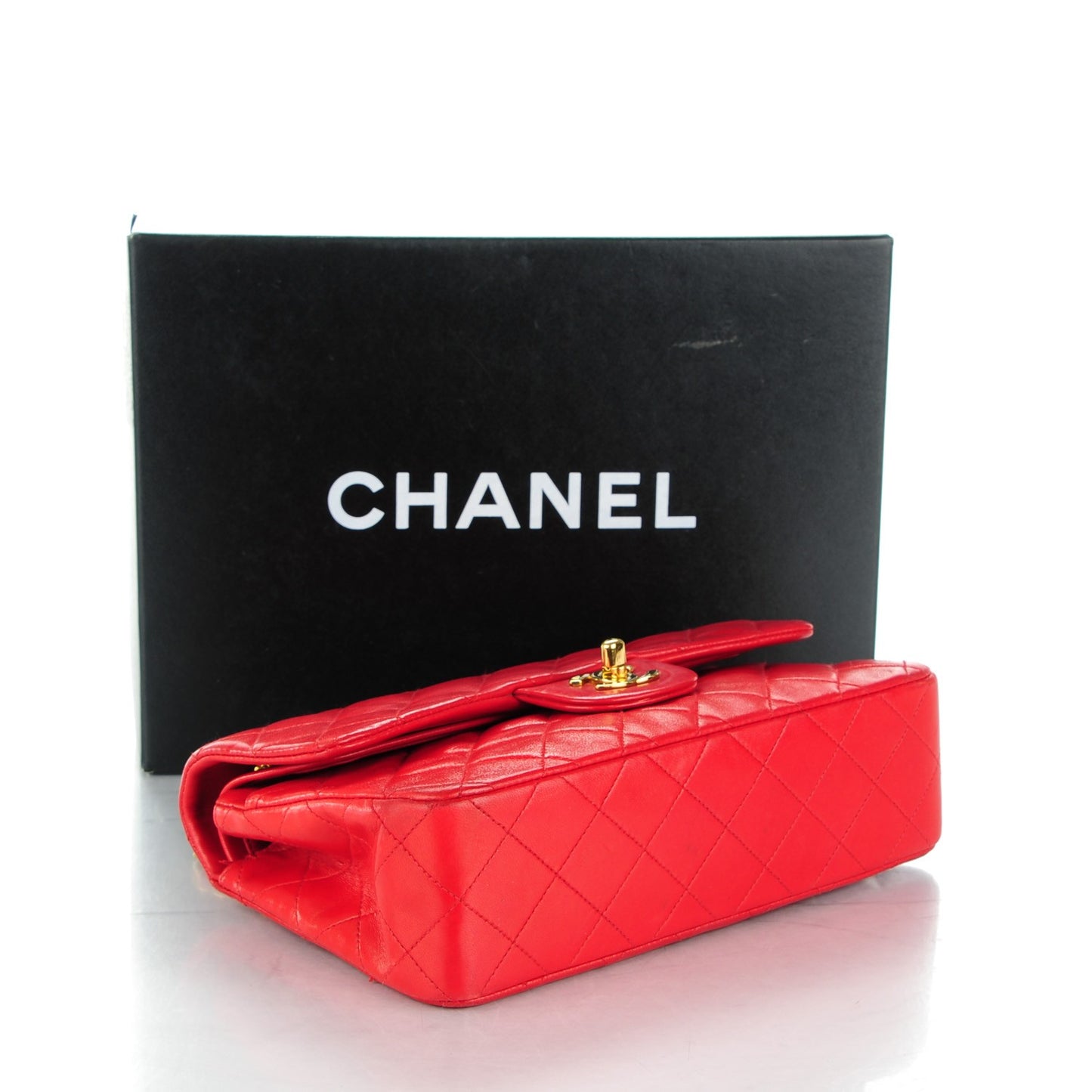 Lambskin Quilted Small Double Flap Red