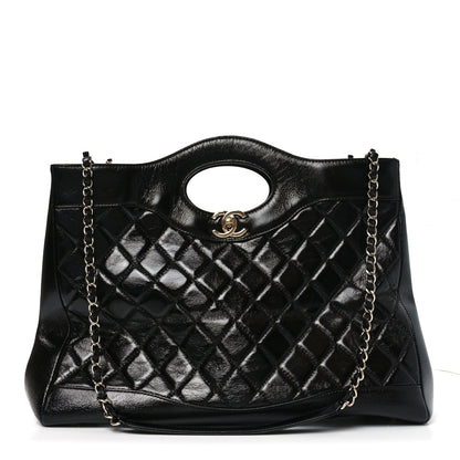 Chanel Shiny Crumpled Calfskin Quilted Large 31 Shopping Bag Black 1 of 10