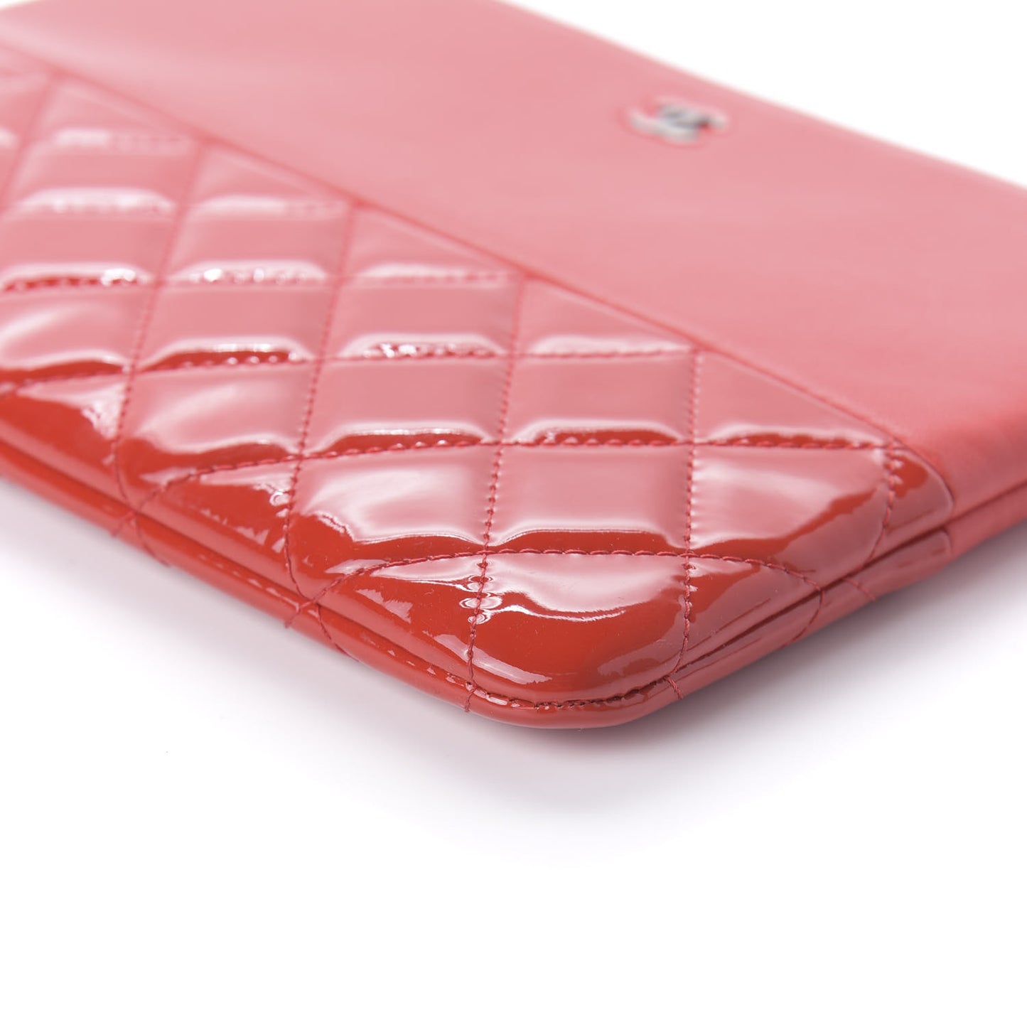 Calfskin Patent Quilted Medium Cosmetic Case Red