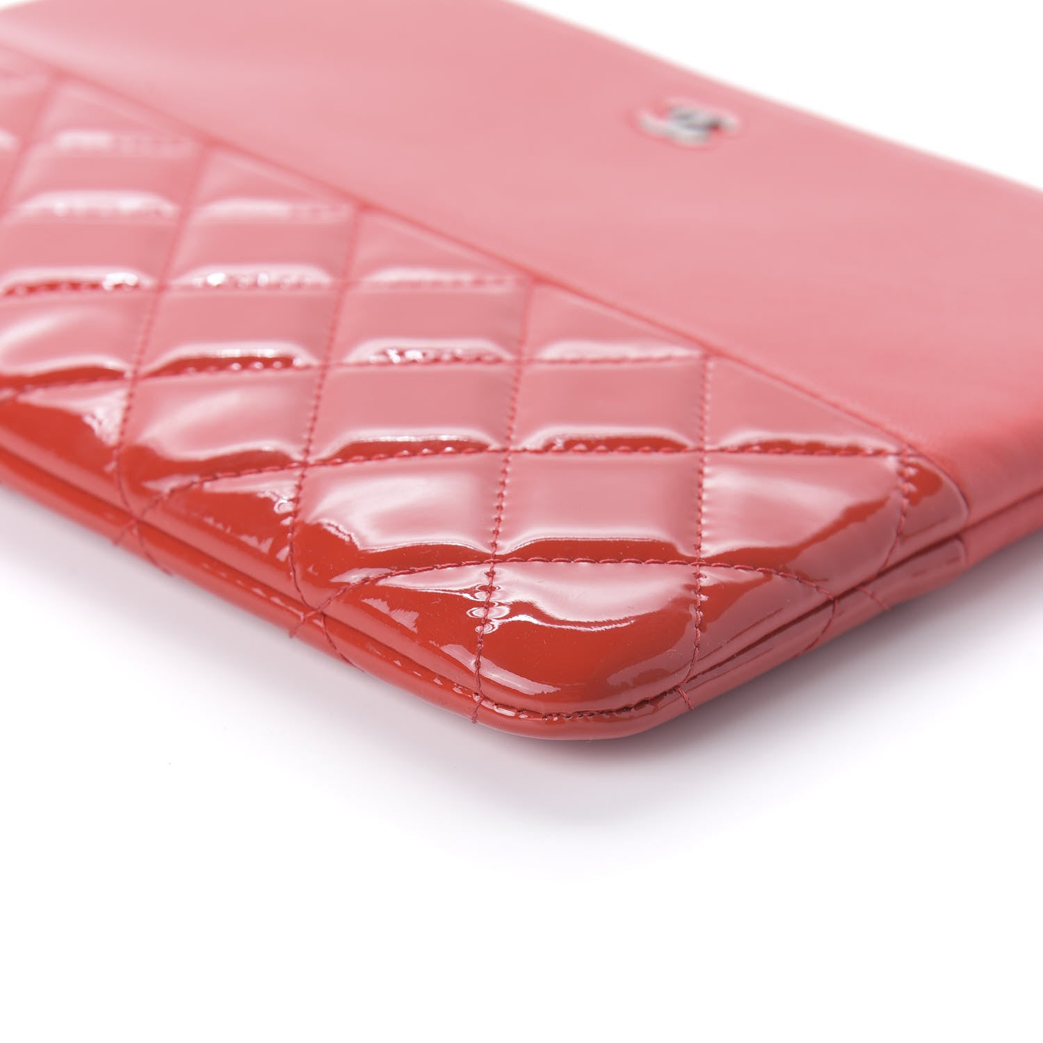Chanel Calfskin Patent Quilted Medium Cosmetic Case Red 7 of 11
