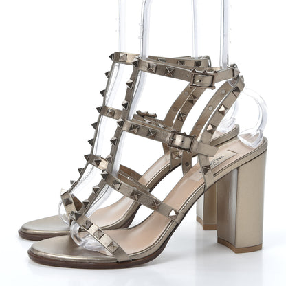 Valentino Garavani Metallic Calfskin Rockstud 90mm City Sandals 40 Skin 2 of 9