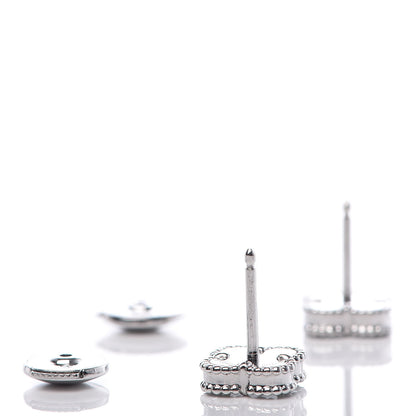 Van Cleef & Arpels 18K White Gold Mother of Pearl Sweet Alhambra Earrings 5 of 6