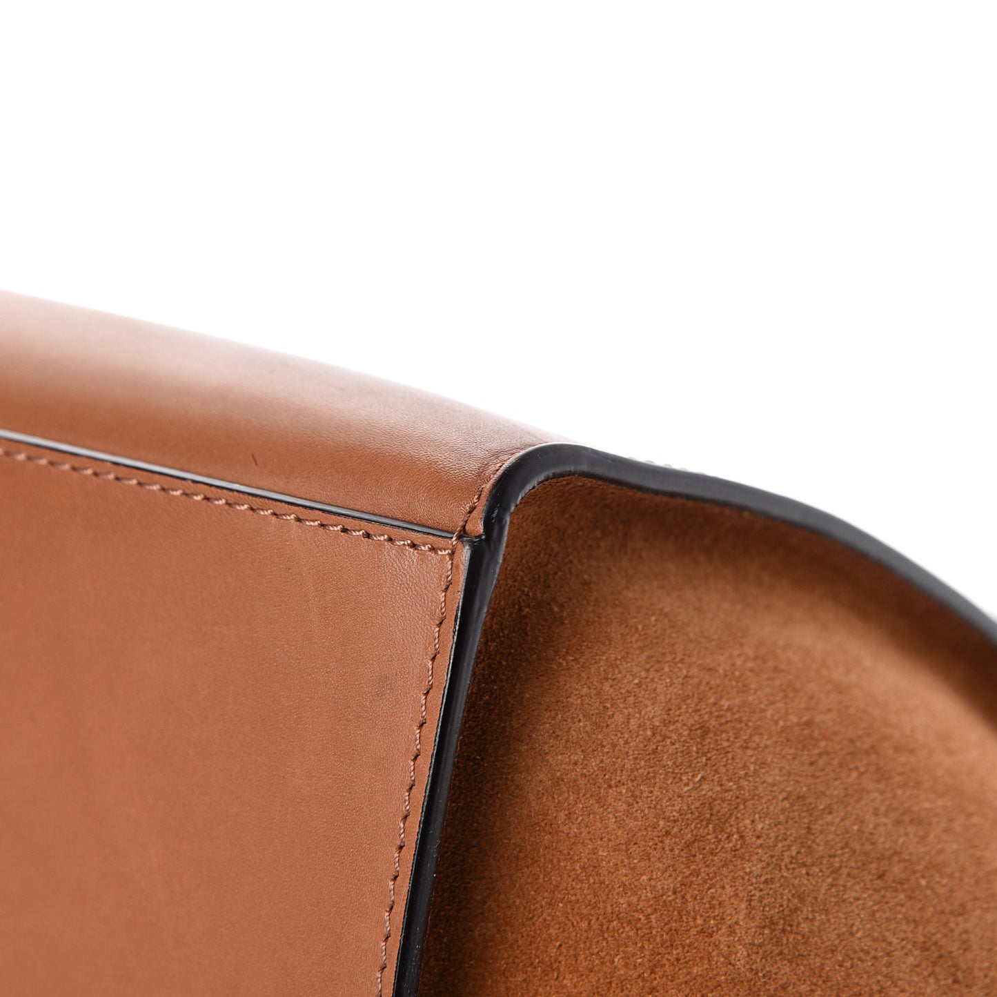 Natural Calfskin Suede Medium Trapeze Tan