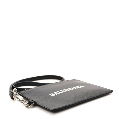 Balenciaga Grained Calfskin Logo Cash Passport Photo ID Zip Holder Black White 4 of 6