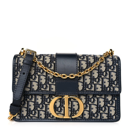 Christian Dior Oblique 30 Montaigne Chain Flap Bag Blue 1 of 8