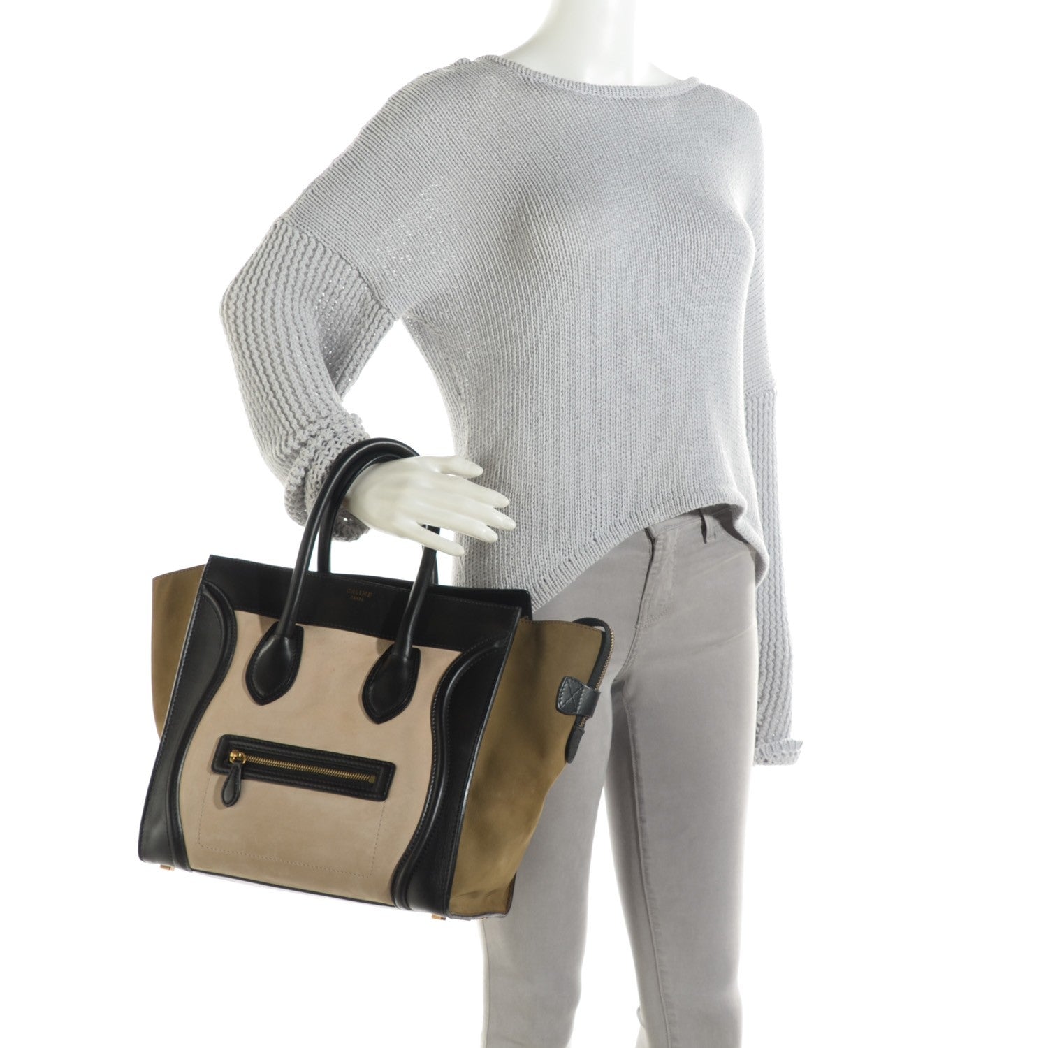 Celine Nubuck Smooth Calfskin Mini Tri-Color Luggage 2 of 9