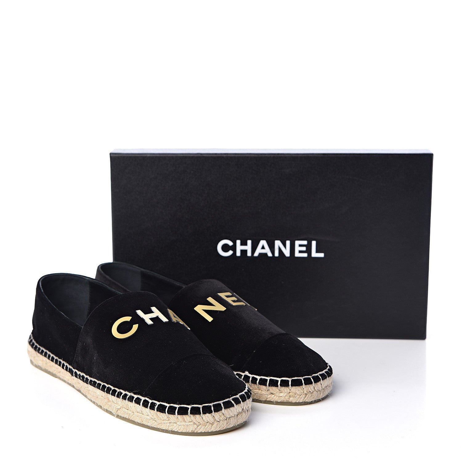 Chanel Velvet Logo Espadrilles 40 Black 9 of 9