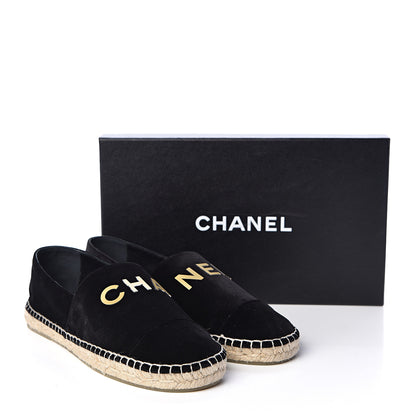 Chanel Velvet Logo Espadrilles 40 Black 9 of 9