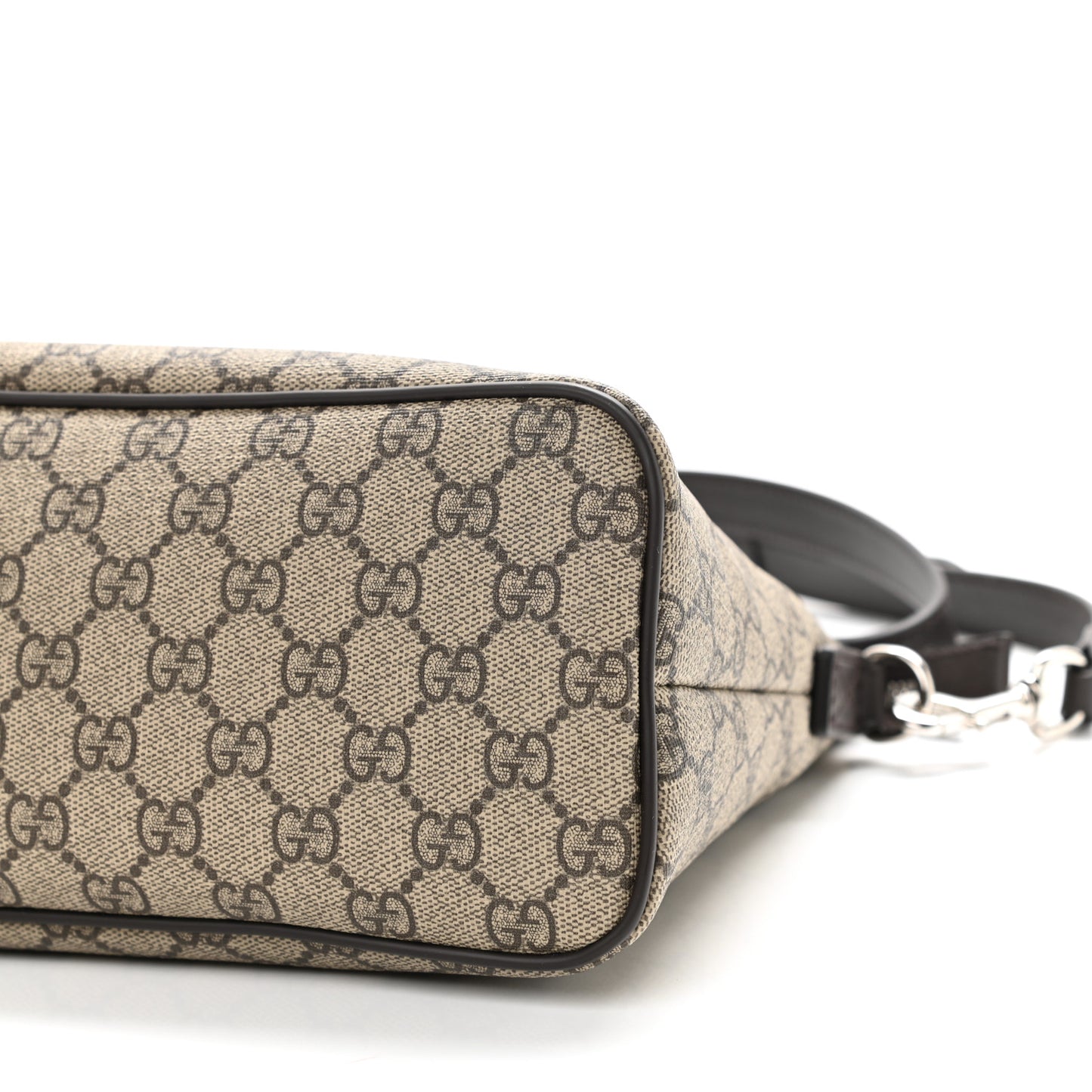 GG Supreme Monogram Small Zippered Tote Dark Brown