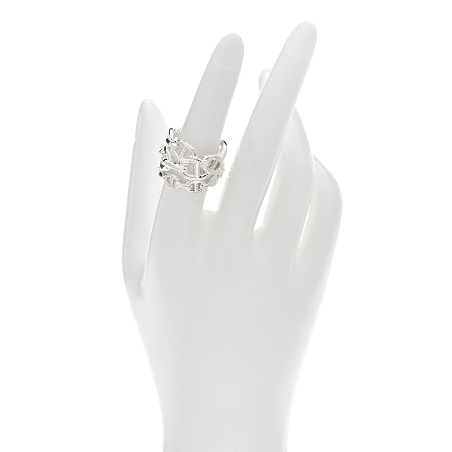 Hermes Sterling Silver GM Chaine d'Ancre Enchainee Band Ring 54 7 2 of 5