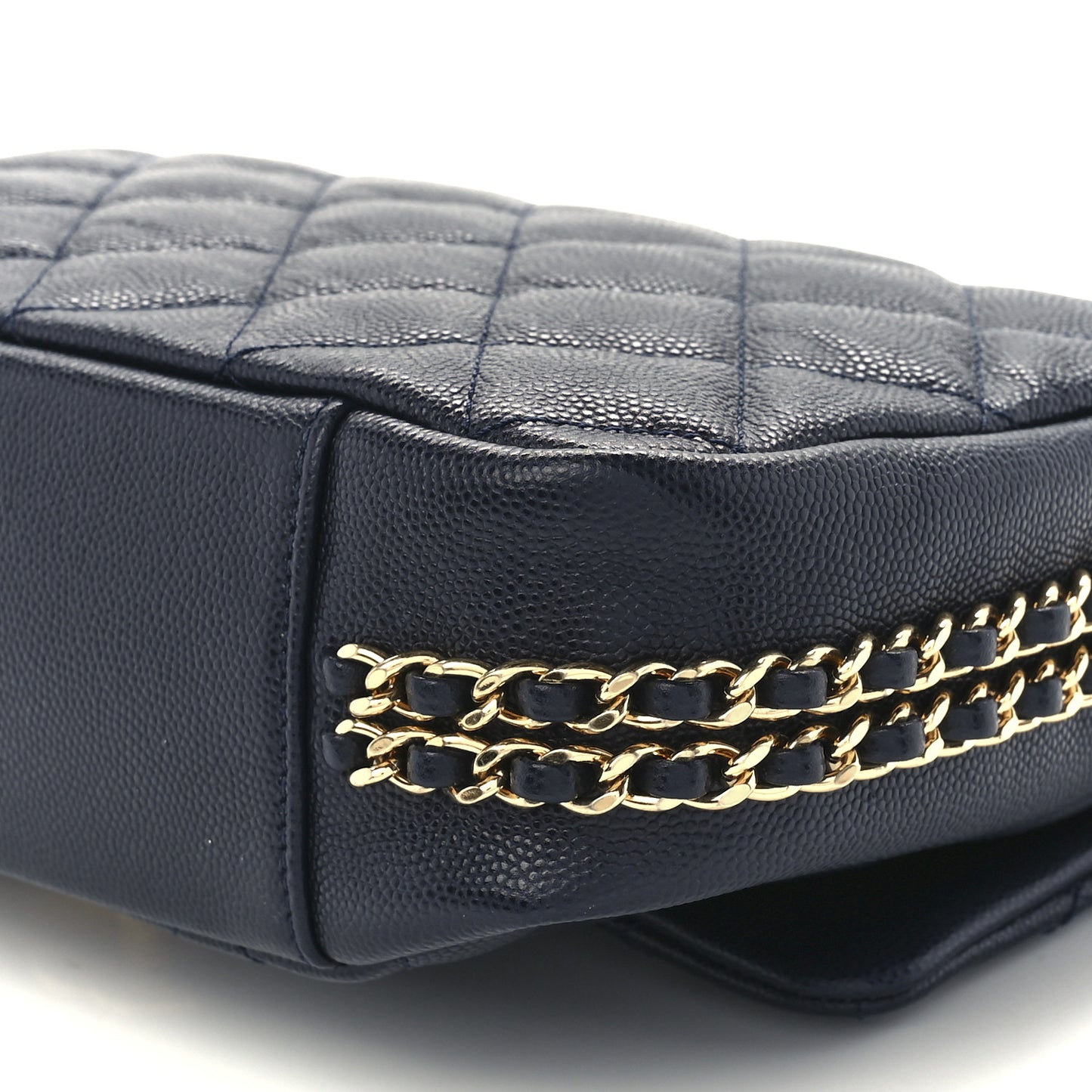 Caviar Quilted Small CC You Flap Dark Blue