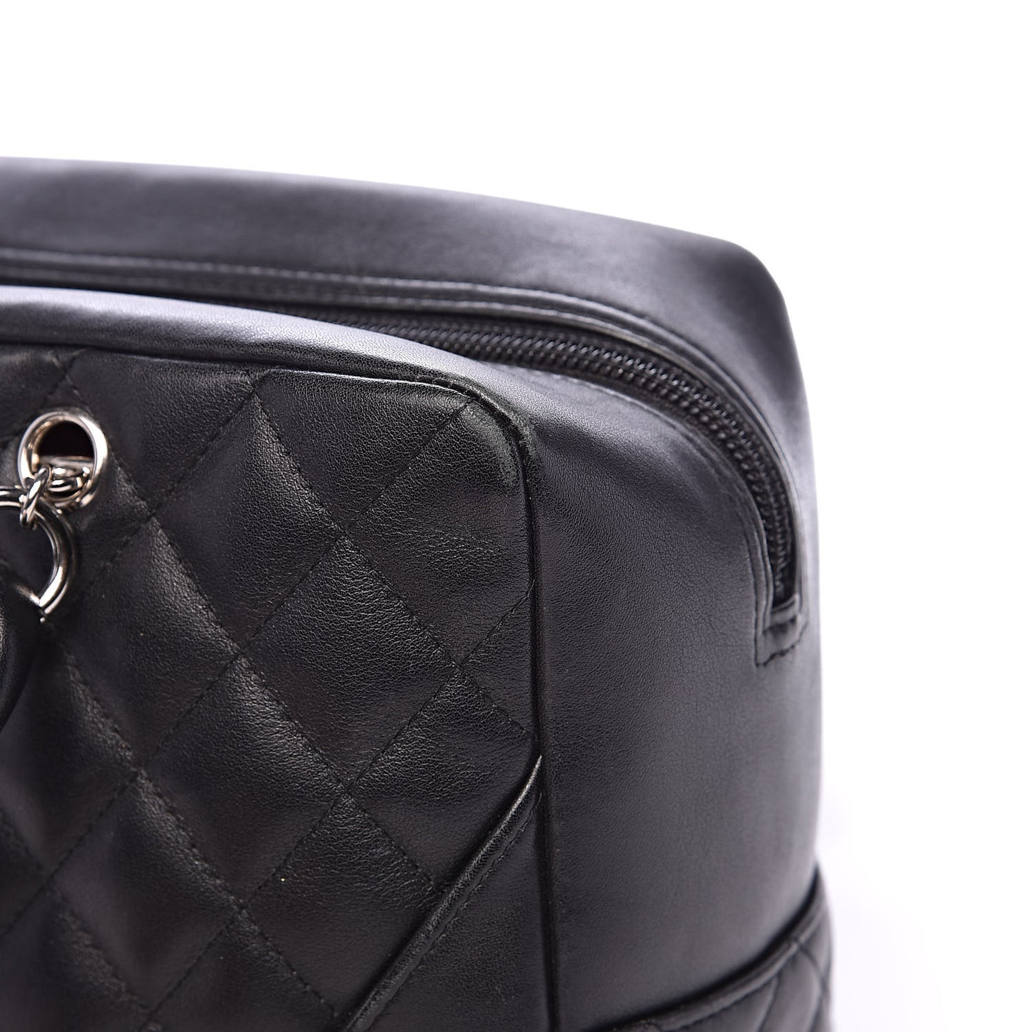 Calfskin Quilted Large Cambon Bowler Black White