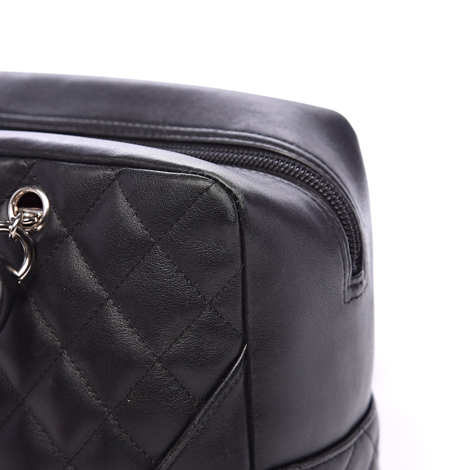Chanel Calfskin Quilted Large Cambon Bowler Black White 11 of 15