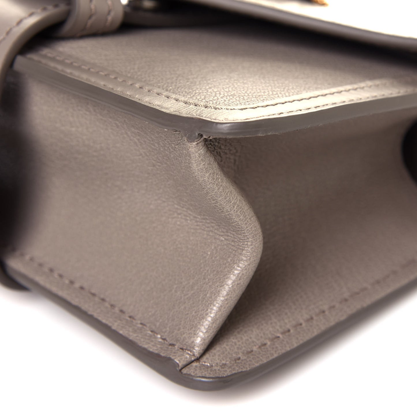 Shiny Goatskin Calfskin Mini Aby Chain Shoulder Bag Motty Grey