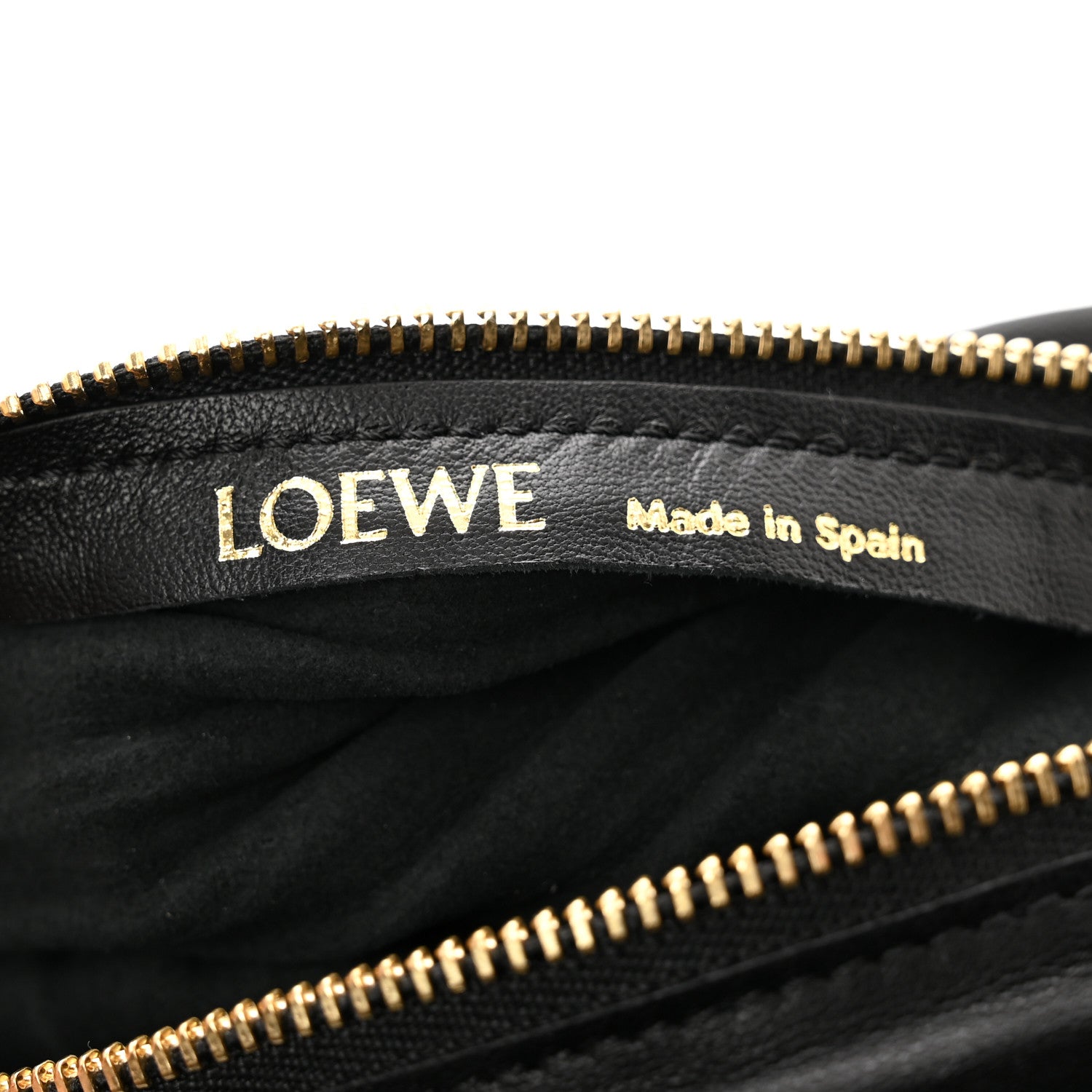 Loewe Lambskin Pleated Bracelet Pouch Shoulder Bag Black 7 of 9