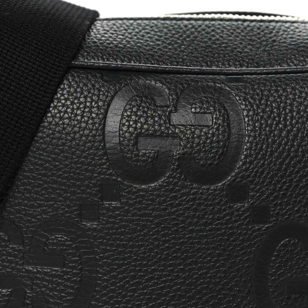 Piuma Calfskin Jumbo GG Embossed Messenger Bag Black