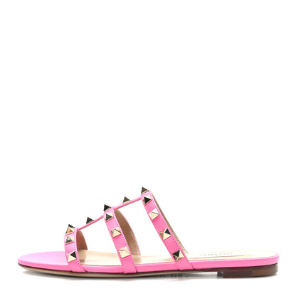 Valentino Garavani Nappa Rockstud Caged Flat Slide Sandals 35 Feminine Pink 1 of 9
