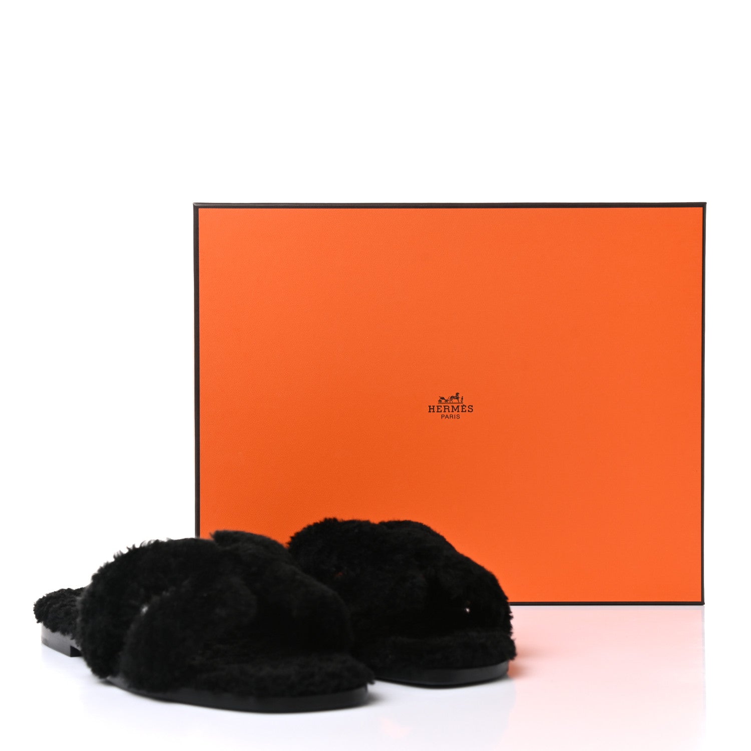 Hermes Woolskin Oran Sandals 37 Black 8 of 8