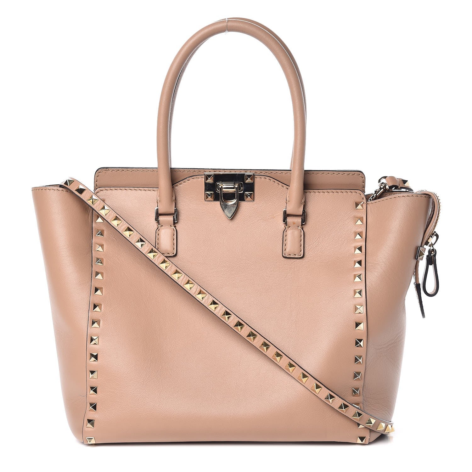 Valentino Garavani Vitello Rockstud Double Handle Tote Alpaca 1 of 10