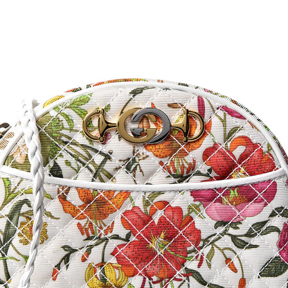 Gucci Canvas Flora Floral Trapuntata Mini Zumi Dome Shoulder Bag White 9 of 9