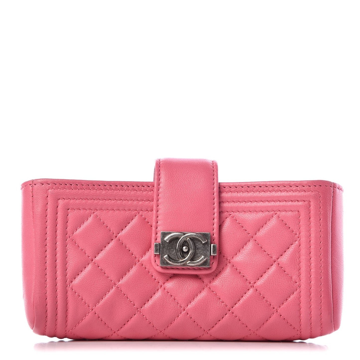Lambskin Quilted Mini Boy Phone Holder Clutch Pink