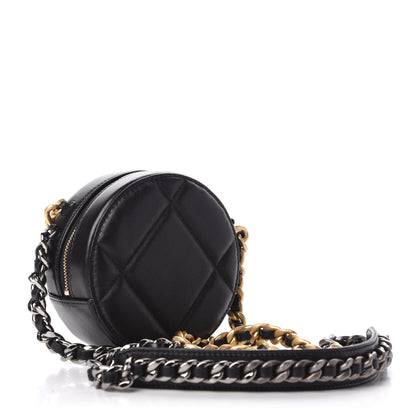 Chanel Lambskin Quilted 19 Round Clutch With Chain Black 3 of 10