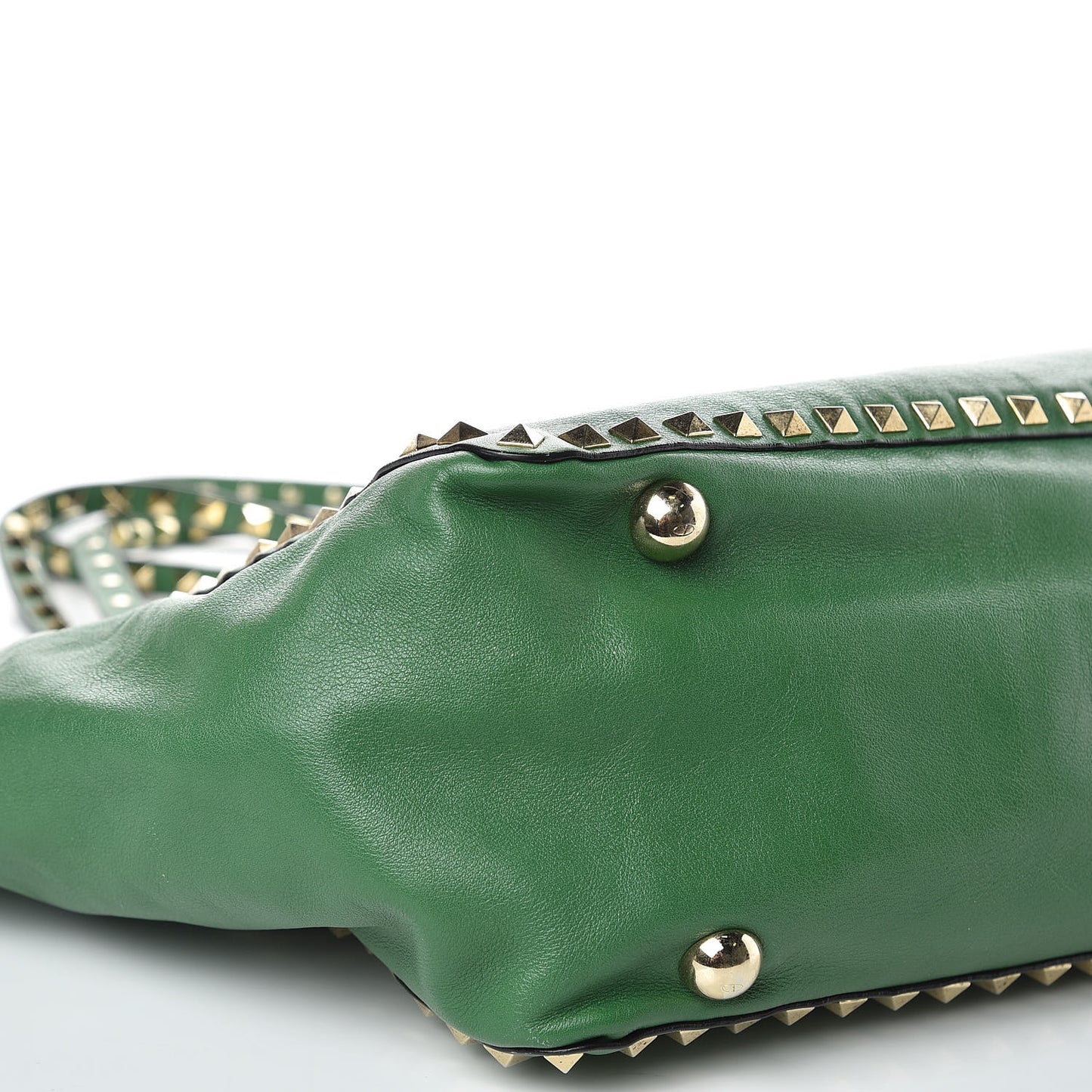 Vitello Medium Rockstud Tote Emerald