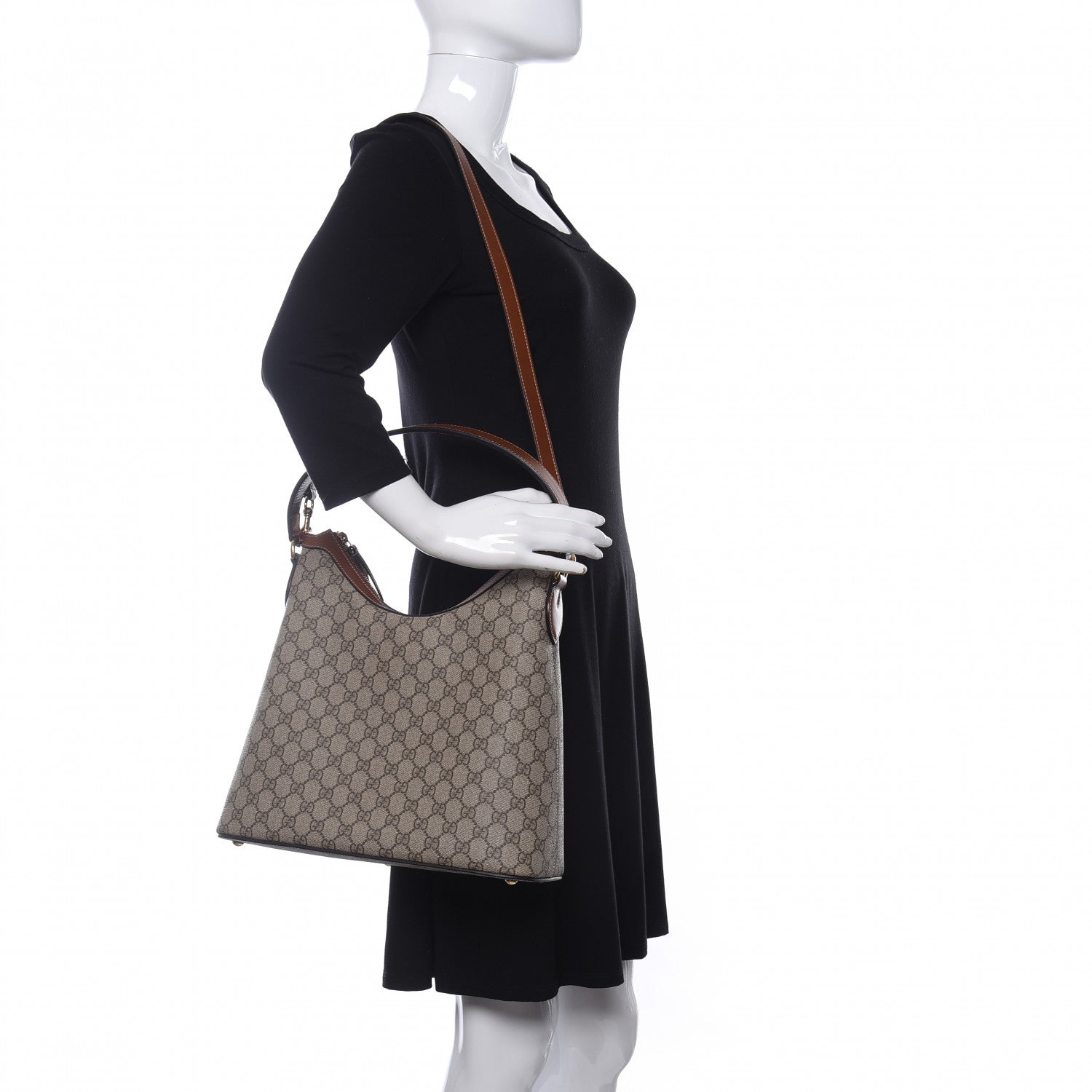 Gucci GG Supreme Monogram Linea A Hobo Brown 2 of 9